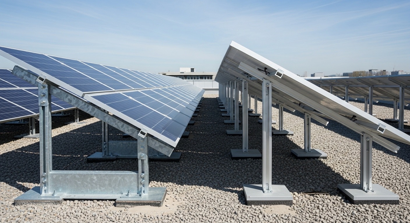 GI Structure vs Aluminium Structure for Solar Panels – Complete Comparison 1 GI vs Aluminium Structure for Solar Panels